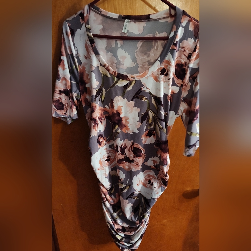 Motherbee Rauched Floral Maternity Top, Size L